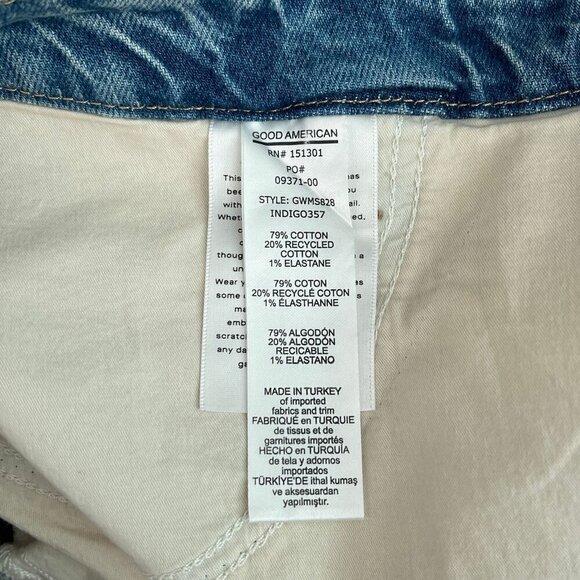 Good American Distressed Raw Hem Denim Mini Skirt Indigo Blue Womens XL, 20 - Picture 7 of 16